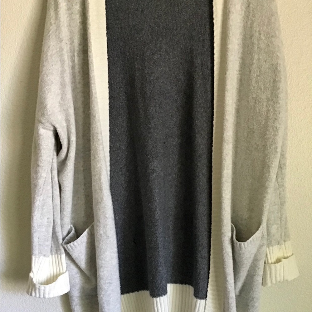 Grey/White/Dark Grey Cardigan Soft Long Sleeve
